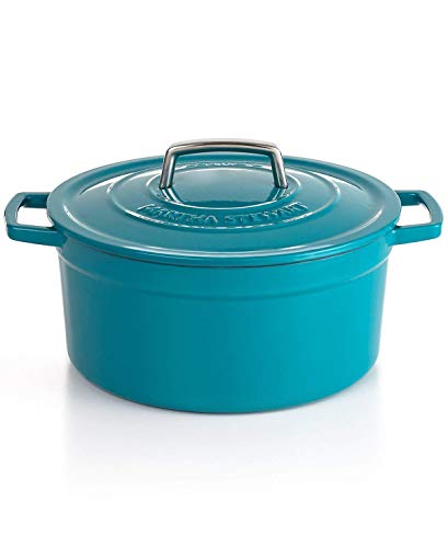 Martha Stewart Casserole à la sarcelle bleu sarcelle émaillée ronde au four hollandais