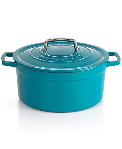 Martha Stewart Casserole à la sarcelle bleu sarcelle émaillée ronde au four hollandais