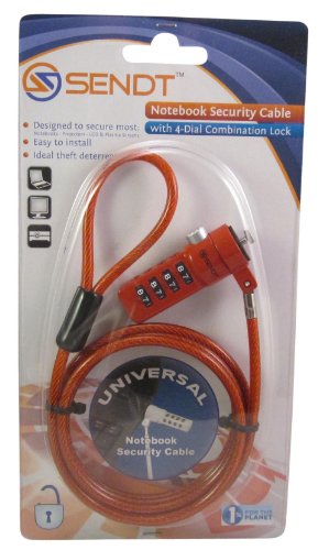 Câble de sécurité à combinaison pour ordinateur portable Sendt rouge avec serrure pour ordinateur portable