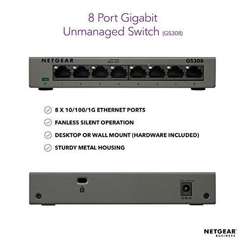 Commutateur NETGEAR GS308 8-Port Gigabit Ethernet non géré à 8 ports