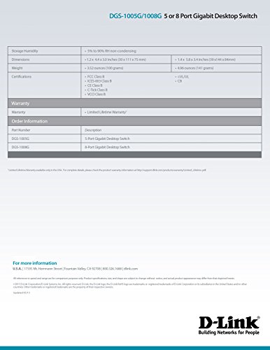 Commutateur Gigabit Ethernet à 8 ports D-Link DGS-1008G