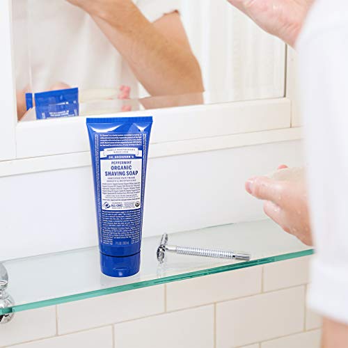 Savon de rasage biologique à la menthe poivrée du Dr Bronner