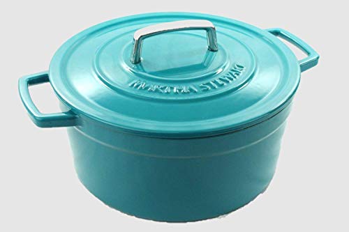 Martha Stewart Casserole à la sarcelle bleu sarcelle émaillée ronde au four hollandais