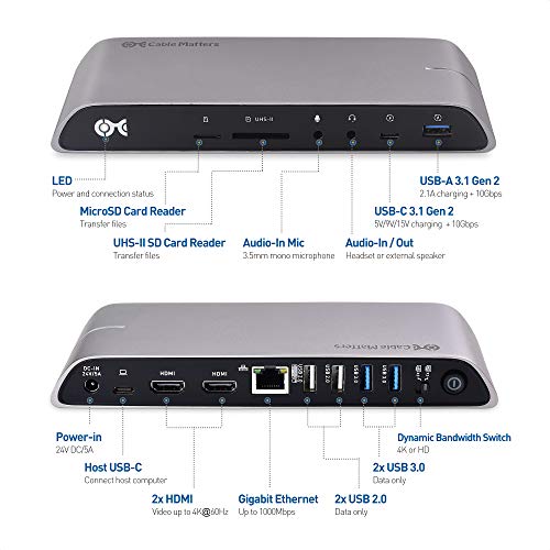 Cable Matters Gen 2 USB C Station d'accueil USB C