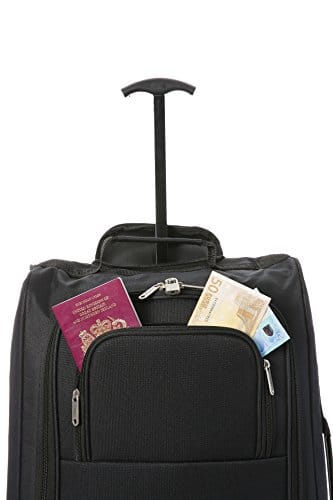 5 Cities Sac à roulettes Cabine Bagage à main, 55 cm, 42 litres, Noir, Lot de 3