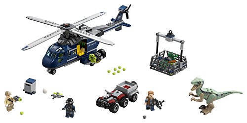 La poursuite de l'hélicoptère de Blue en Lego Jurassic World Set