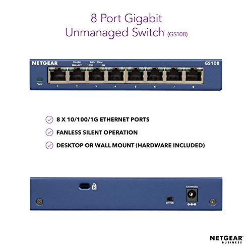 Commutateur NETGEAR GS1088-Port Gigabit Ethernet non géré