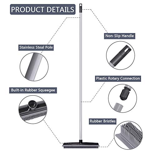 Balai en caoutchouc doux avec raclette à manche long réglable