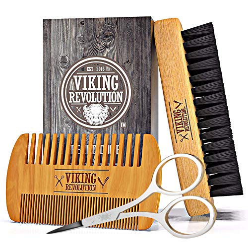 Viking Revolution Beard Comb & ; Ensemble de brosses à barbe pour hommes