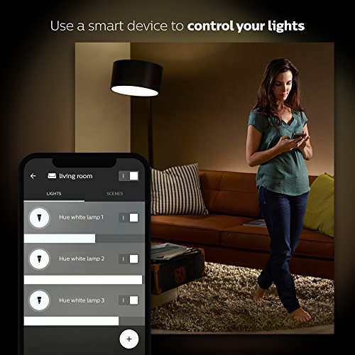 Philips Hue White A19 60W Equivalent Dimmable LED Smart Bulb Starter Kit