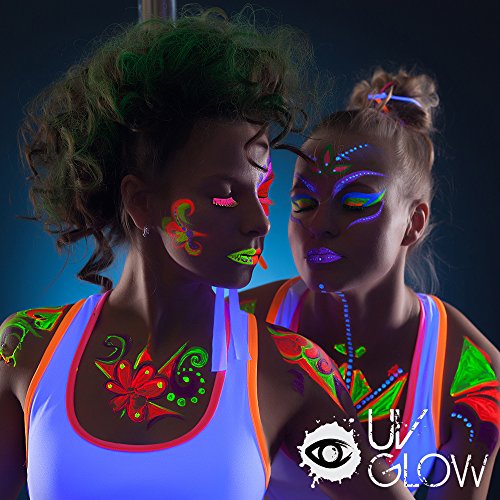 UV Glow Lot de 7 tubes de peinture fluorescente pour le visage et le corps