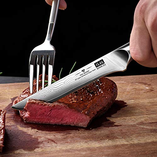 SHAN ZU Couteaux à Steak Damas
