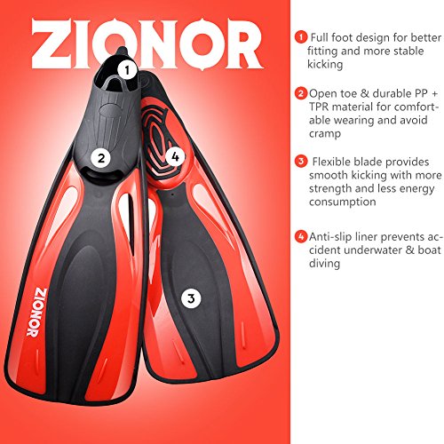 Zionor F1 Snorkel de plongée avec palmes courtes pour palmes courtes