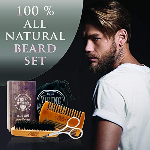 Viking Revolution Beard Comb & ; Ensemble de brosses à barbe pour hommes