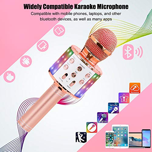 Microphone Sans Fil Karaoké, Ankuka Microphone Bluetooth 4 en 1