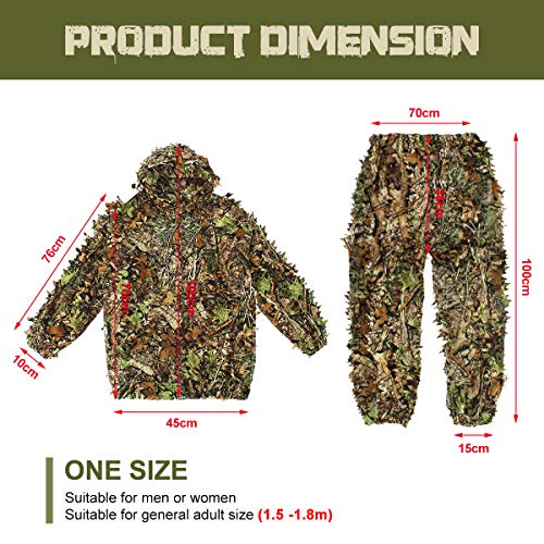 OUTERDO Camo 3D Leaves Woodland Ghillie Suits