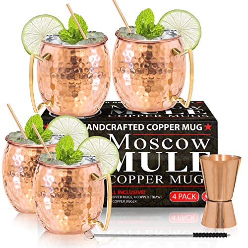 Lot de 8 tasses en cuivre pur Moscow Mule de Mule Science avec en