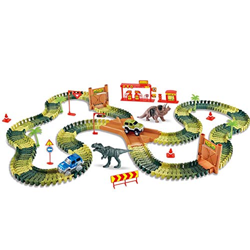 Dinosaur Toys 142 Pcs Pistes De Course De Voiture Flexibles