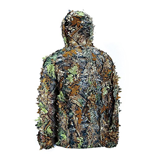 EAROOMZE Combinaison de chasse respirante Ghillie à capuchon camouflage à capuchon léger 3D Hommes