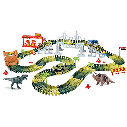 Dinosaur Toys 142 Pcs Pistes De Course De Voiture Flexibles