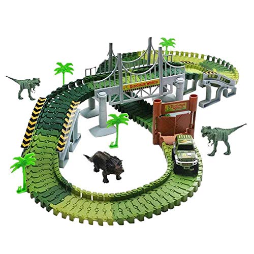 Dinosaur Toys 142 Pcs Pistes De Course De Voiture Flexibles