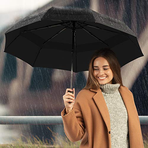 Repoussez le parapluie de voyage coupe-vent avec revêtement en téflon
