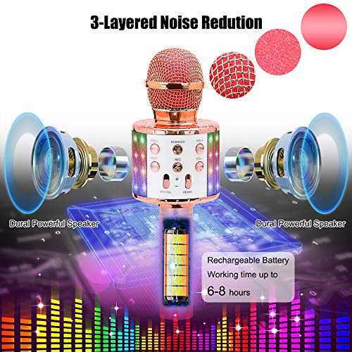Microphone Sans Fil Karaoké, Ankuka Microphone Bluetooth 4 en 1