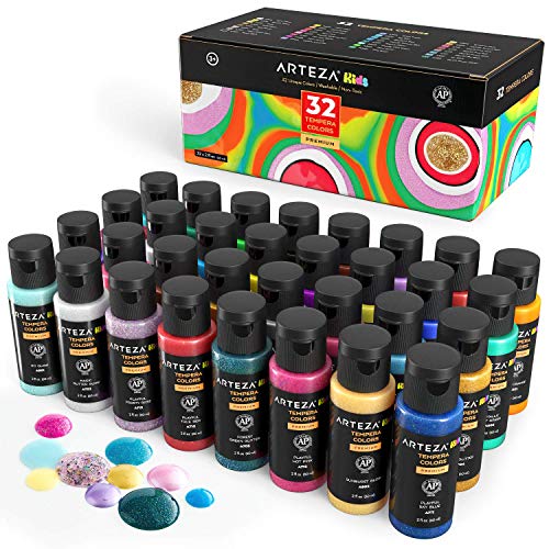 Arteza Kids Tempera brille dans le noir, peinture avec paillettes