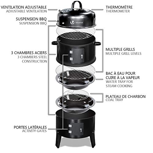 VOUNOT Barbecue Fumoir Smoker Multifonctions