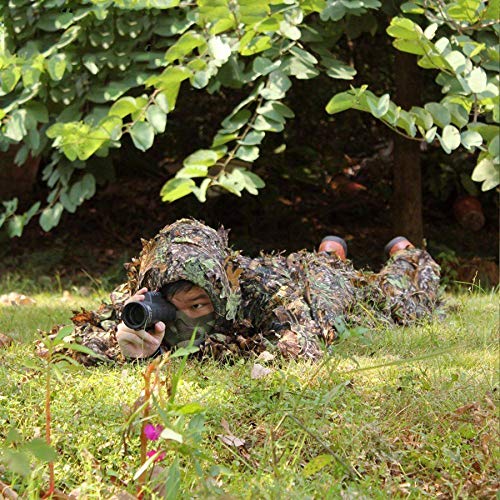 EAROOMZE Combinaison de chasse respirante Ghillie à capuchon camouflage à capuchon léger 3D Hommes