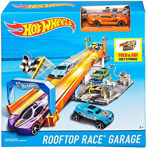 Garage de course sur le toit de Hot Wheels : un jeu exclusif